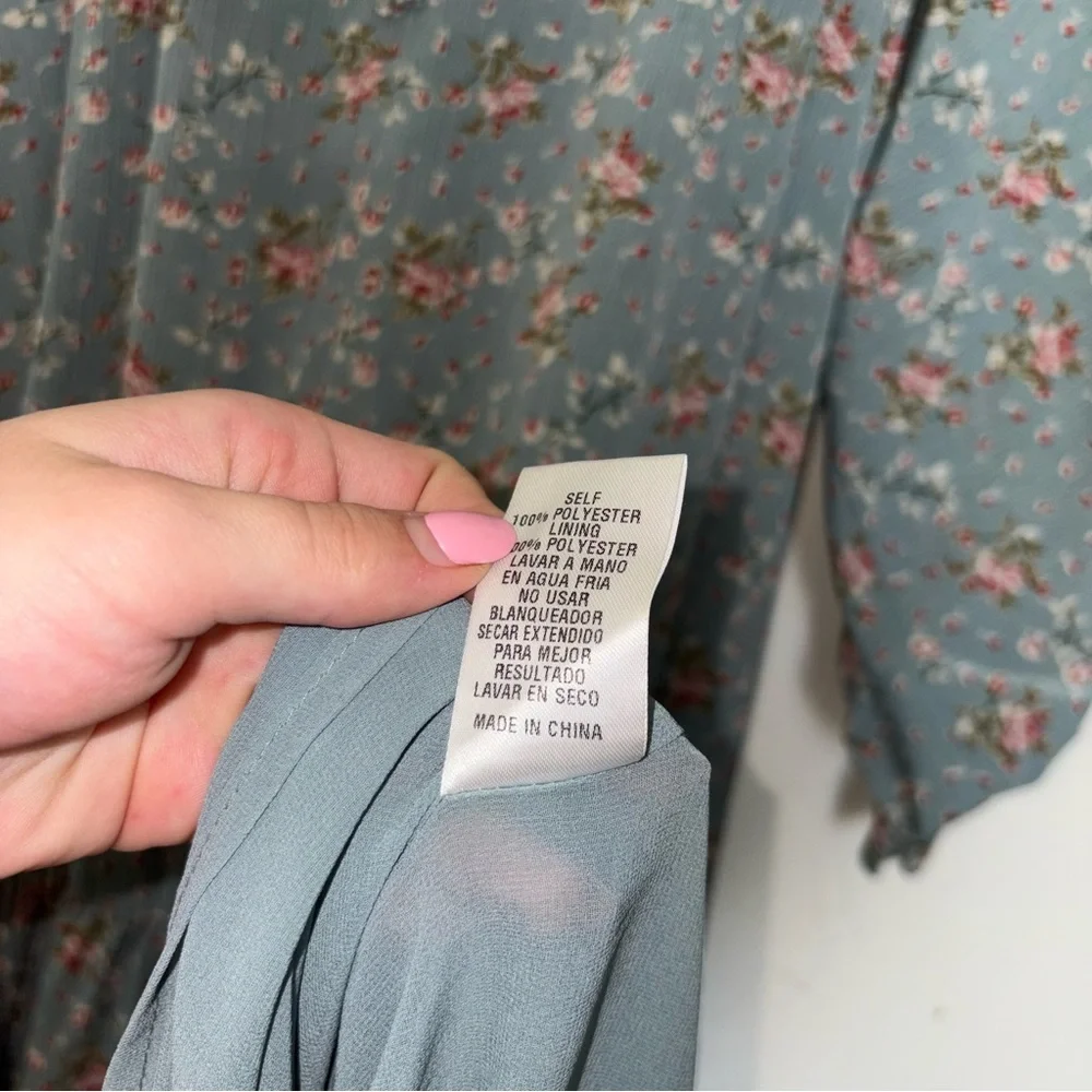 Storia Boutique Floral Drop Waist Tiered Long Sleeve Maxi Dress - Picture 7 of 8